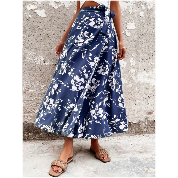 Boho Floral Print Wrap maxi Skirt - Picture 10 of 12